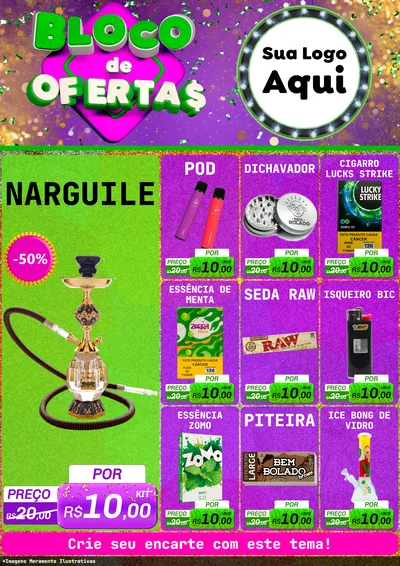Modelo de Encarte para Encarte A4 Vertical com o tema Bloco de Ofertas para Tabacaria