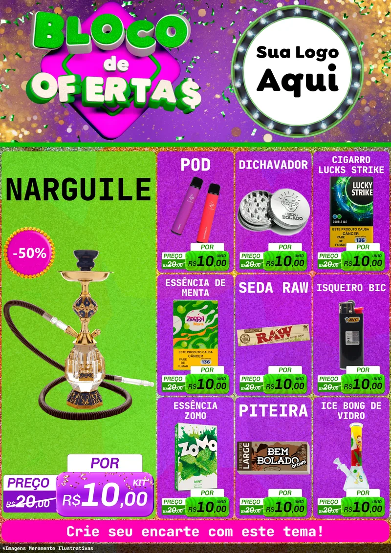 Modelo de Encarte para Encarte A4 Vertical com o tema Bloco de Ofertas para Tabacaria