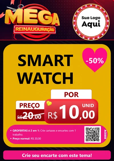 Modelo de Cartaz para Cartaz A4 Vertical com o tema Mega Reinauguração para Informática