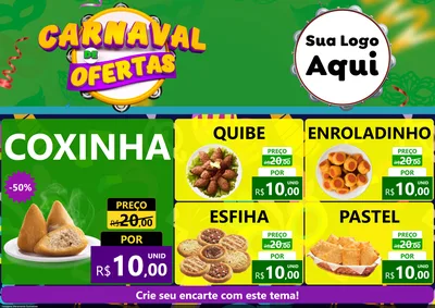 Modelo de Encarte para Encarte A4 Horizontal com o tema Carnaval de Ofertas para Salgadaria