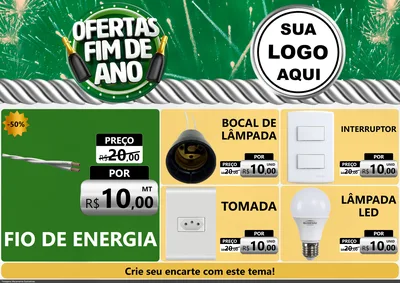 Modelo de Encarte para Encarte A4 Horizontal com o tema Ofertas Fim de Ano para Materiais Elétricos