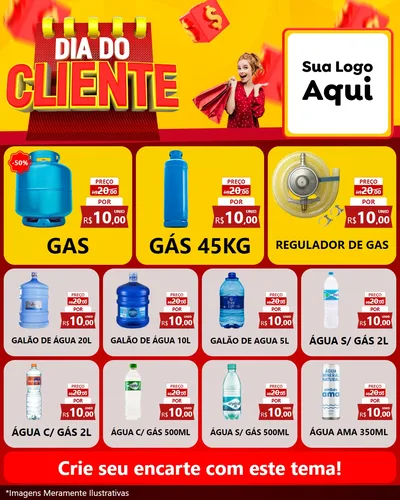 Modelo de Rede Social para Feed Instagram com o tema Dia do Cliente para Água e gás