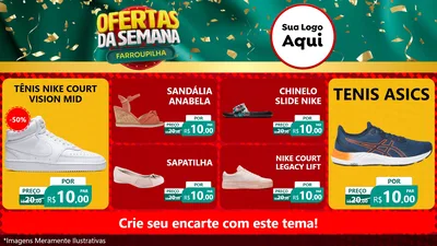Modelo de TV para TV Horizontal com o tema Ofertas da Semana Farroupilha para Calçados