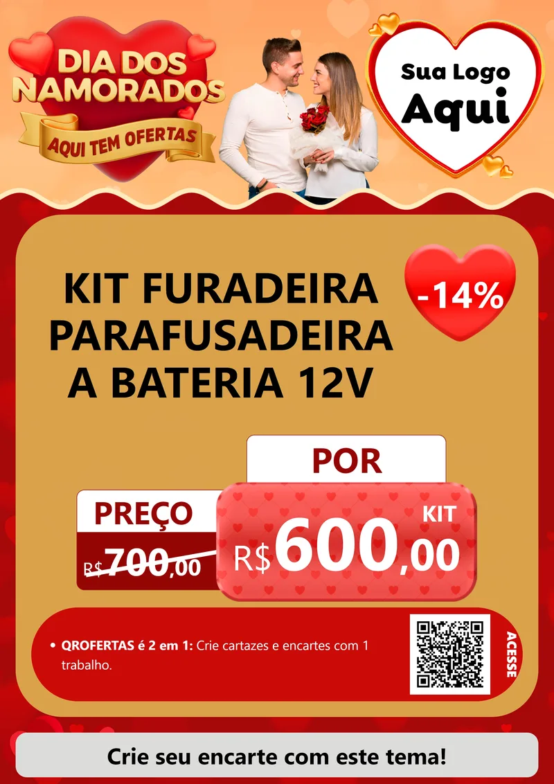 Modelo de Cartaz para Cartaz A4 Vertical com o tema Dia dos Namorados - Aqui Tem Ofertas para Maquinas e Ferramentas