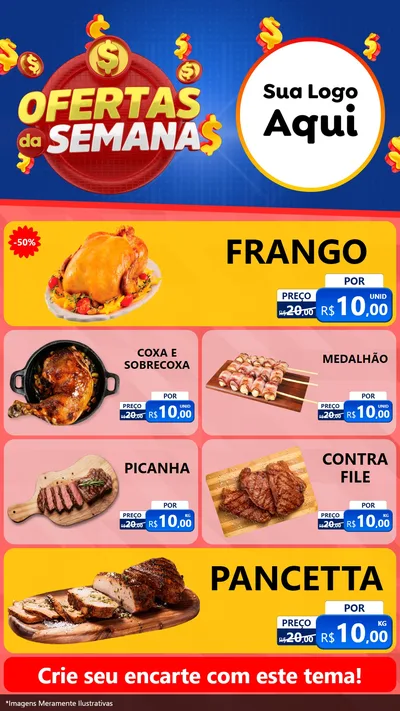 Modelo de TV para TV Vertical com o tema Ofertas Da Semana para Assados