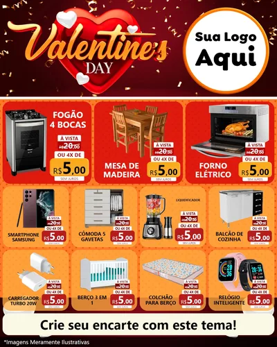 Modelo de Rede Social para Feed Instagram com o tema Valentine's Day para Móveis e Eletro