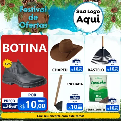 Modelo de Rede Social para Feed Facebook com o tema Festival de Ofertas - Inverno para Agropecuária