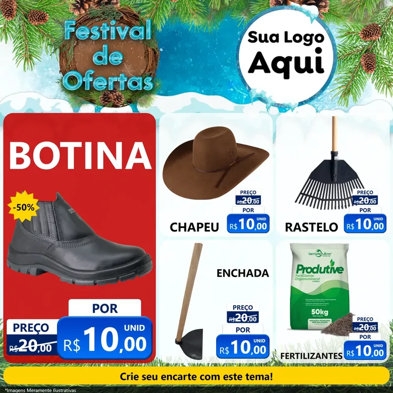 Modelo de Rede Social para Feed Facebook com o tema Festival de Ofertas - Inverno para Agropecuária