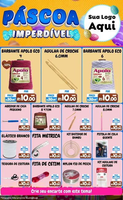 Modelo de Encarte para Encarte Grande com o tema Páscoa Imperdível para Armarinho e Aviamentos