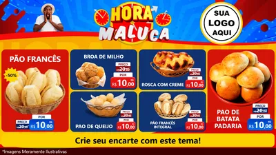 Modelo de TV para TV Horizontal com o tema Hora Maluca para Padaria