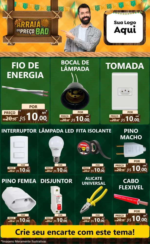 Modelo de Encarte para Encarte Grande com o tema Arraiá do preço bão para Materiais Elétricos