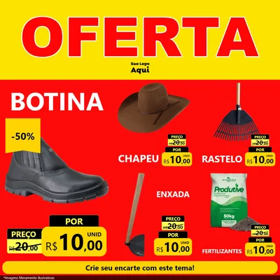 Modelo de Rede Social para Feed Facebook com o tema OFERTA - Vermelho Cartaz para Agropecuária