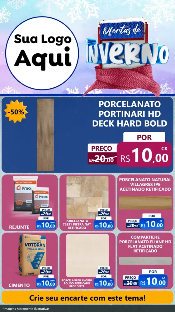 Modelo de Rede Social para Stories com o tema Ofertas de Inverno para Pisos e revestimentos