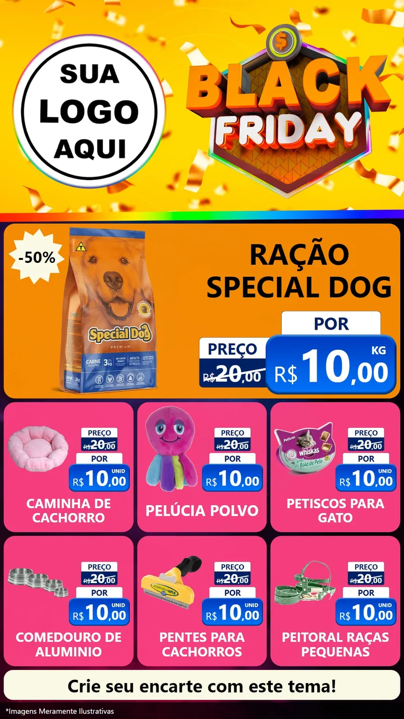 Modelo de Rede Social para Stories com o tema Black Friday para Pet Shop
