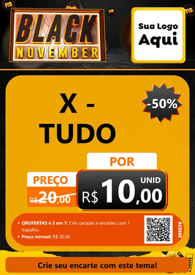 Modelo de Cartaz para Cartaz A4 Vertical com o tema Black November para Hamburgueria