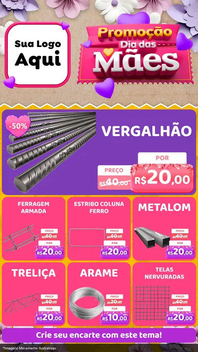 Modelo de Rede Social para Stories com o tema Promoção Dia das Mães para Ferragens