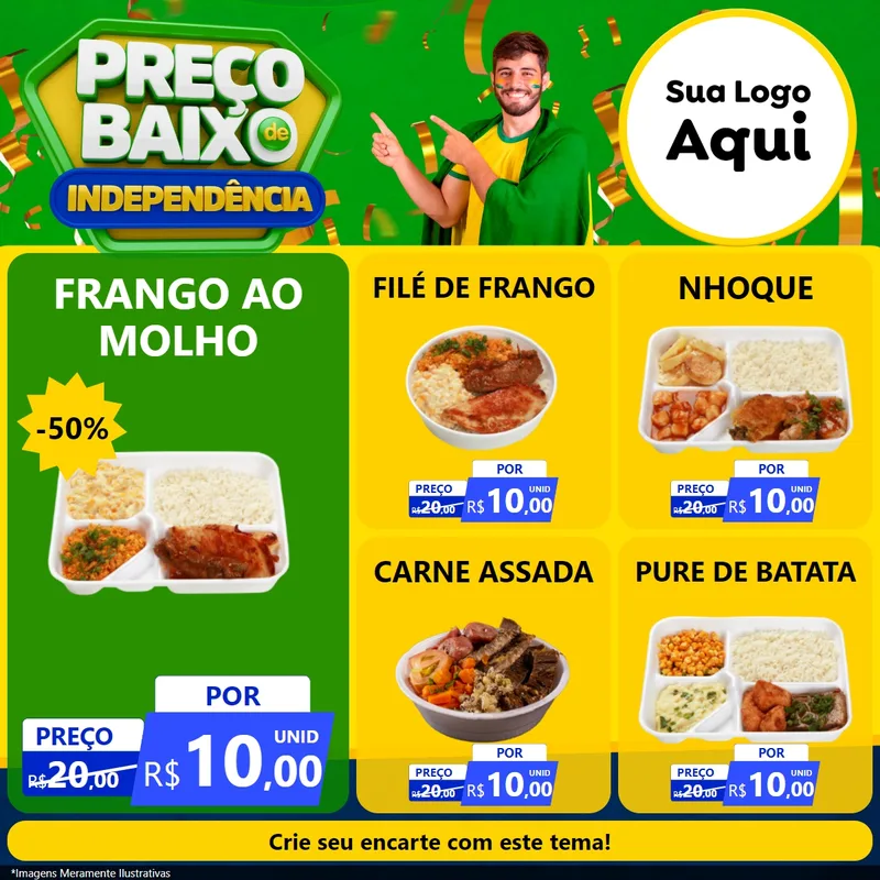 Modelo de Rede Social para Feed Facebook com o tema Preço Baixo de Independência para Restaurante