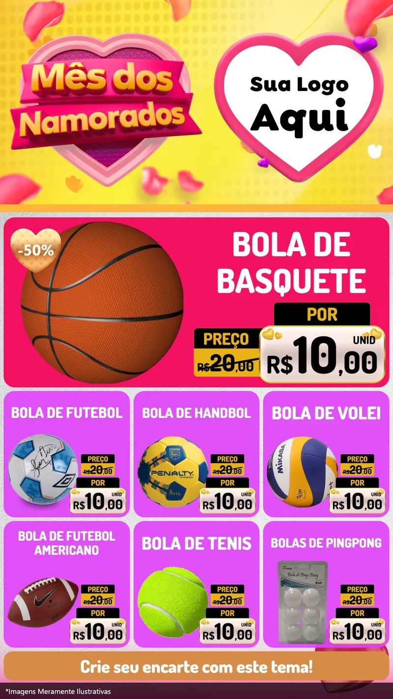 Modelo de Rede Social para Stories com o tema Mês dos Namorados para Artigos Esportivos