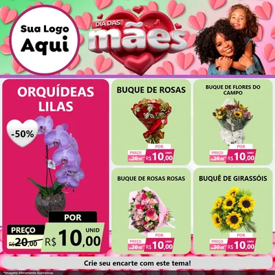 Modelo de Rede Social para Feed Facebook com o tema Dia das Mães para Floricultura e jardim