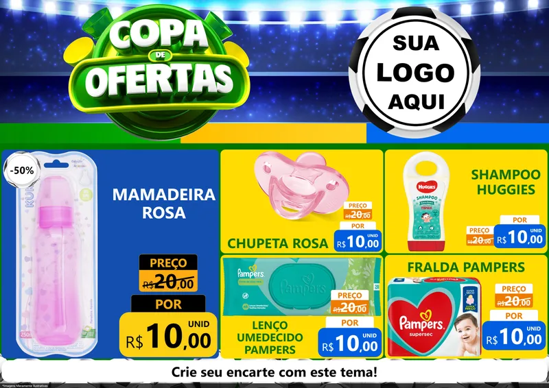 Modelo de Encarte para Encarte A4 Horizontal com o tema Copa de Ofertas para Bebês