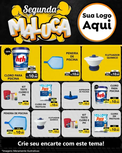 Modelo de Rede Social para Feed Instagram com o tema Segunda Maluca para Produtos para Piscina