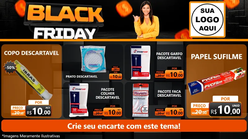 Modelo de TV para TV Horizontal com o tema Black Friday para Embalagens