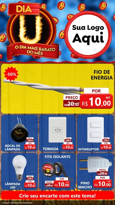 Modelo de Rede Social para Stories com o tema Dia U - O Dia Mais Barato Do Mês para Materiais Elétricos