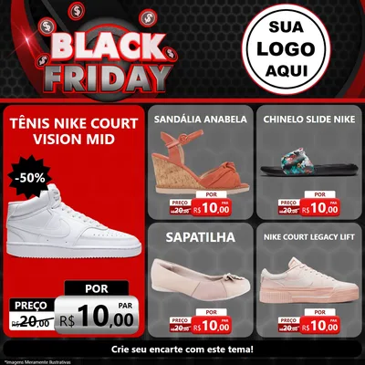 Modelo de Rede Social para Feed Facebook com o tema Black Friday para Calçados