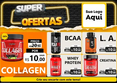 Modelo de Encarte para Encarte A4 Horizontal com o tema Super Ofertas para Suplementos alimentares