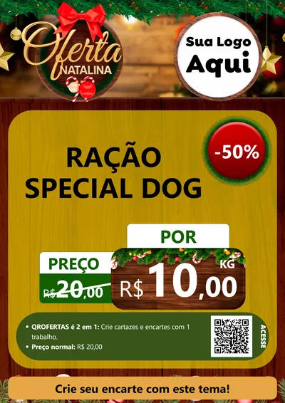 Modelo de Cartaz para Cartaz A4 Vertical com o tema Ofertas Natalina para Pet Shop