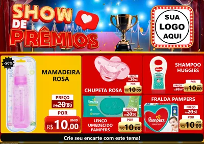 Modelo de Encarte para Encarte A4 Horizontal com o tema Show de Prêmios para Bebês