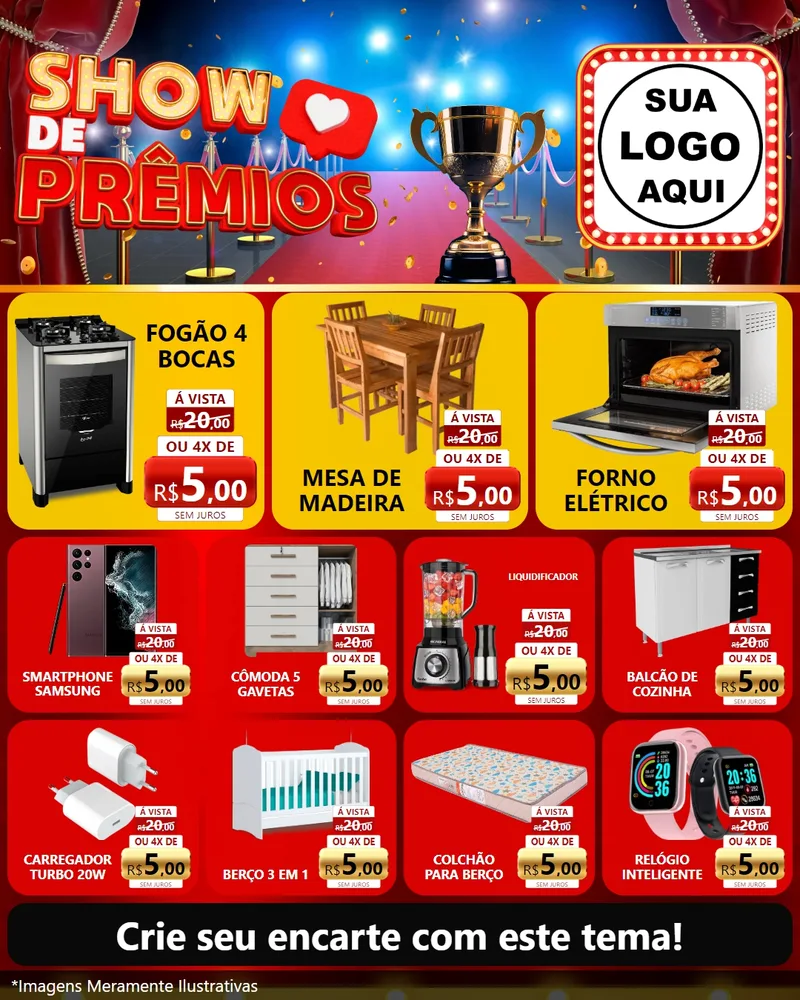 Modelo de Rede Social para Feed Instagram com o tema Show de Prêmios para Móveis e Eletro