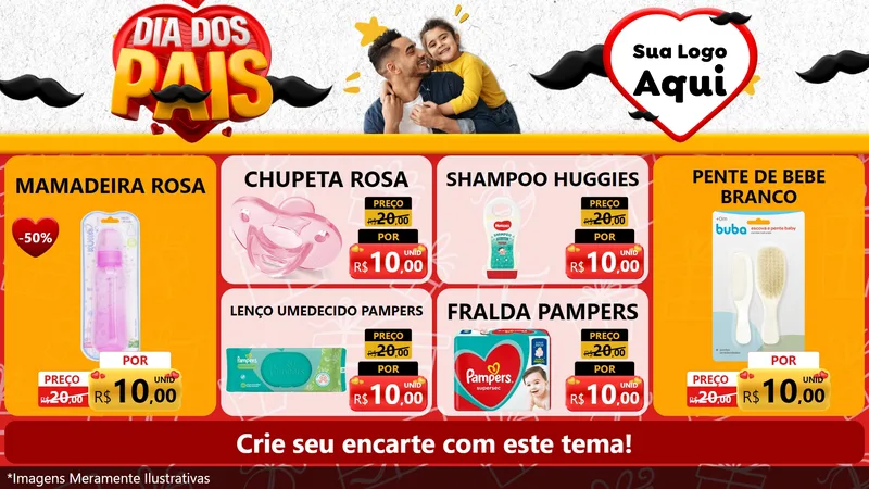 Modelo de TV para TV Horizontal com o tema Dia dos Pais para Bebês