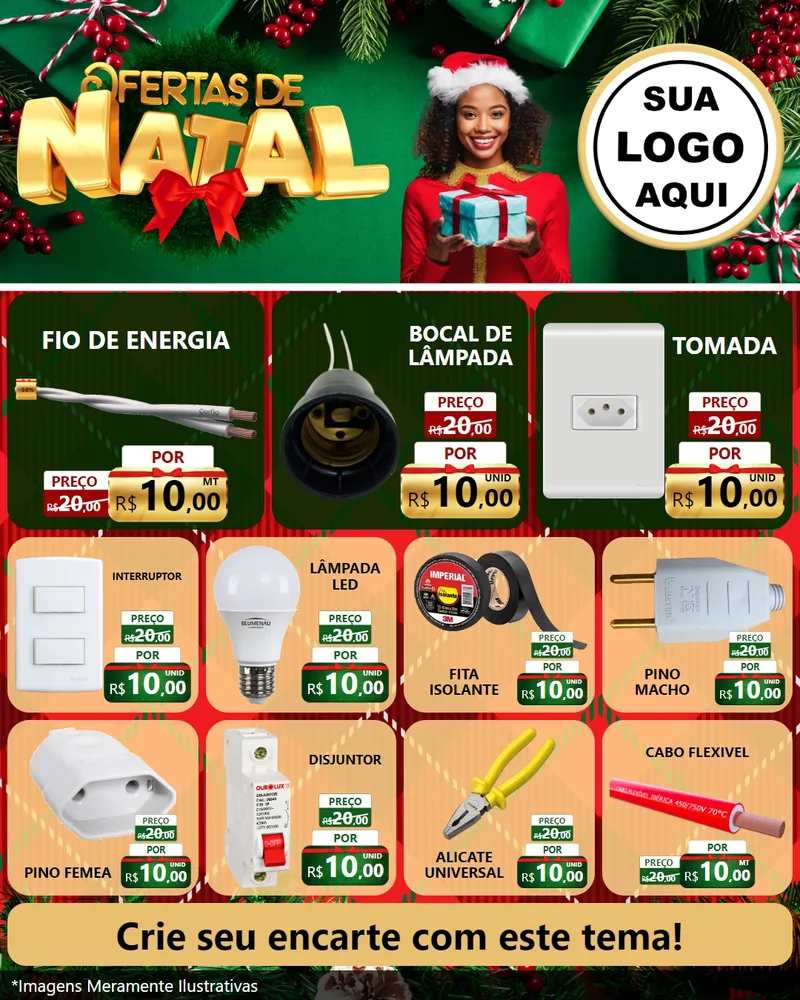 Modelo de Rede Social para Feed Instagram com o tema Ofertas de Natal para Materiais Elétricos