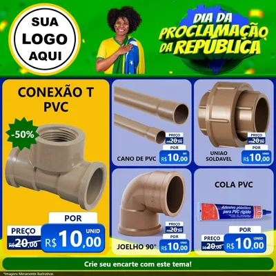 Modelo de Rede Social para Feed Facebook com o tema Dia Da Proclamação Da República para Tubos e conexões