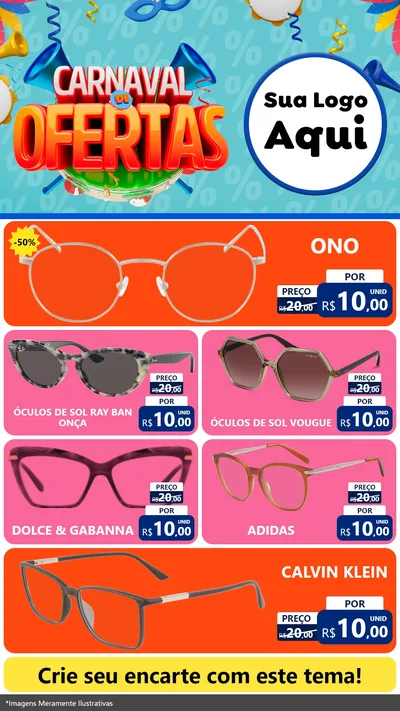 Modelo de TV para TV Vertical com o tema Carnaval de Ofertas para Óticas