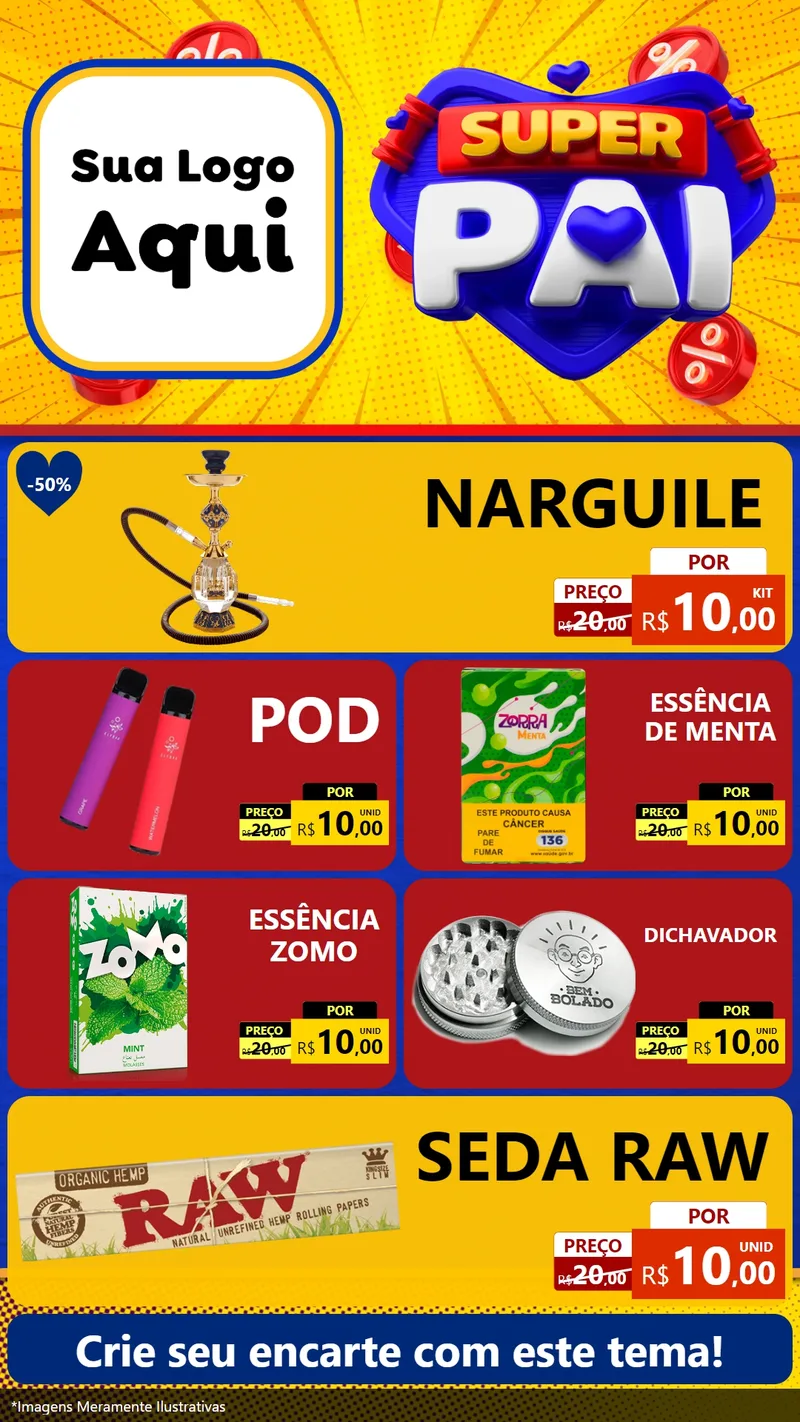 Modelo de TV para TV Vertical com o tema Super Pai para Tabacaria