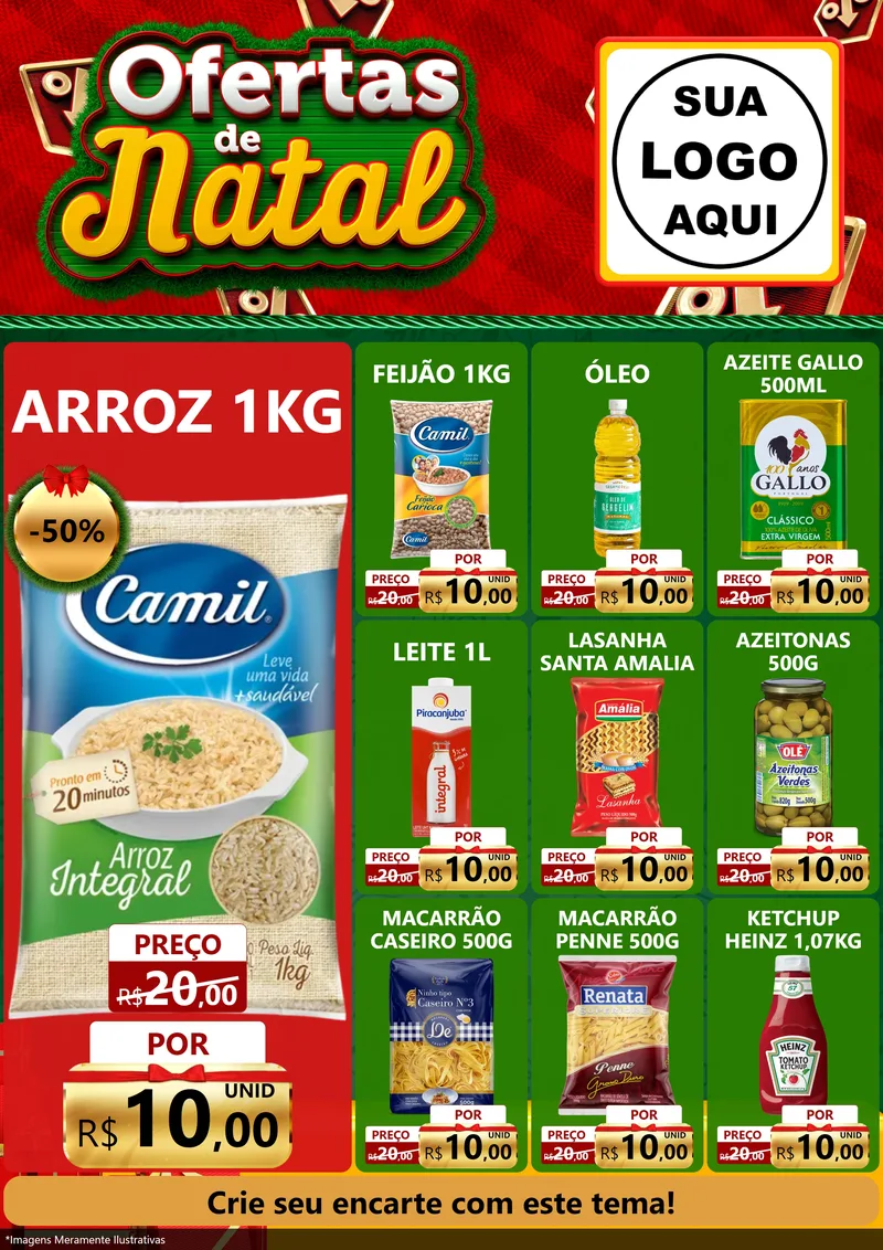 Modelo de Encarte para Encarte A4 Vertical com o tema Ofertas de Natal para Supermercado
