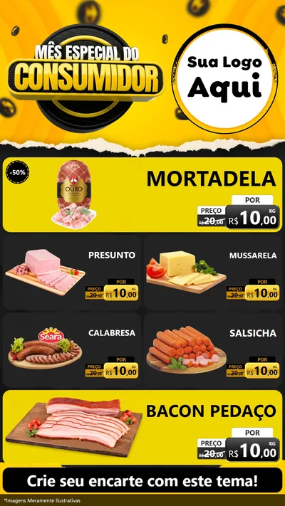 Modelo de TV para TV Vertical com o tema Mês Especial do Consumidor para Frios e Laticínios
