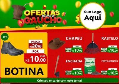 Modelo de Encarte para Encarte A4 Horizontal com o tema Ofertas Semana Do Gaúcho para Agropecuária
