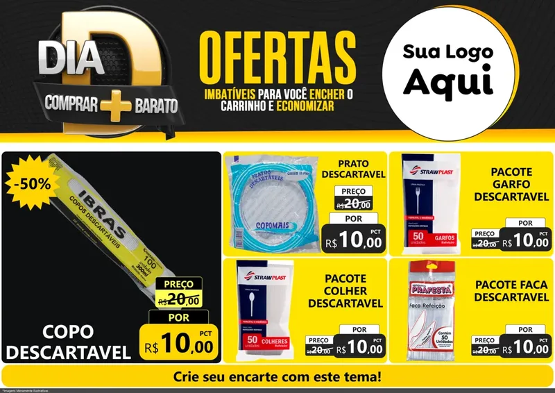Modelo de Encarte para Encarte A4 Horizontal com o tema Dia D Mais Economia para Embalagens