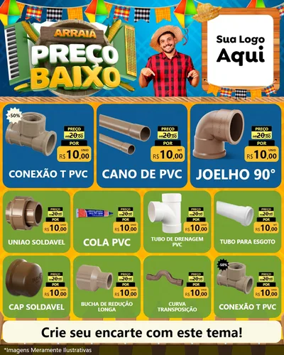 Modelo de Rede Social para Feed Instagram com o tema Arraiá de Preço Baixo - Junina para Tubos e conexões