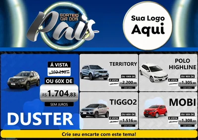 Modelo de Encarte para Encarte A4 Horizontal com o tema Sorteio Dia Dos Pais para Concessionaria de Carros