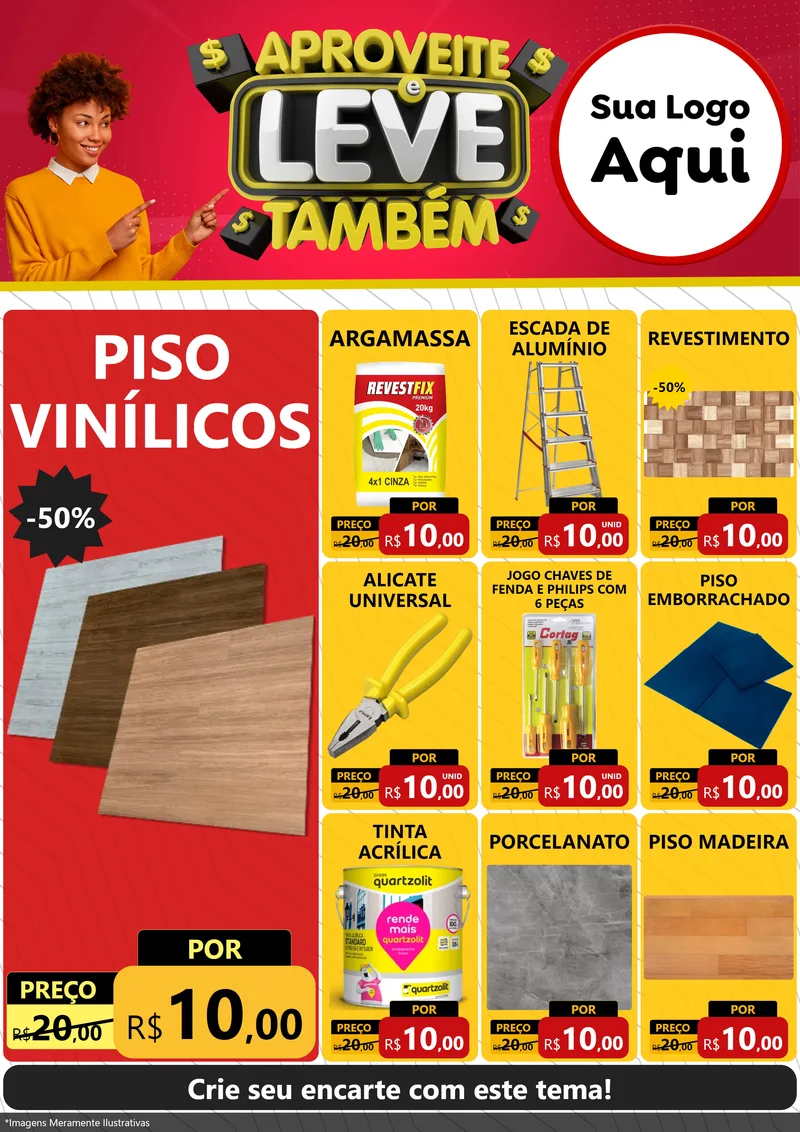 Modelo de Encarte para Encarte A4 Vertical com o tema Aproveite e Leve Também para Material para Construção