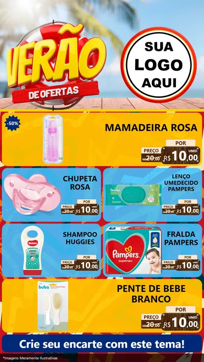 Modelo de TV para TV Vertical com o tema Verão de Ofertas para Bebês