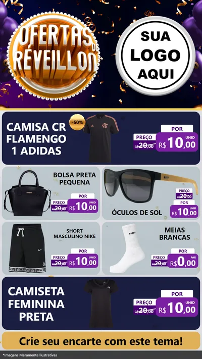 Modelo de TV para TV Vertical com o tema Ofertas de Réveillon para Roupas e acessórios