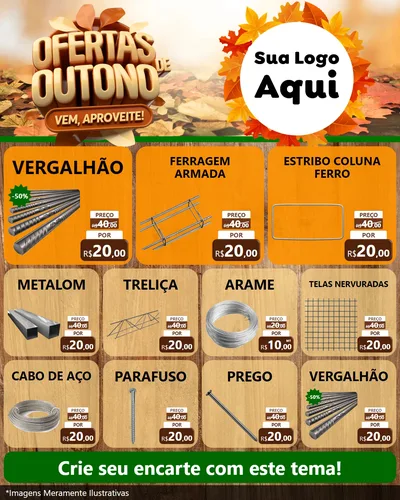 Modelo de Rede Social para Feed Instagram com o tema Ofertas de Outono - Vem, Aproveite! para Ferragens