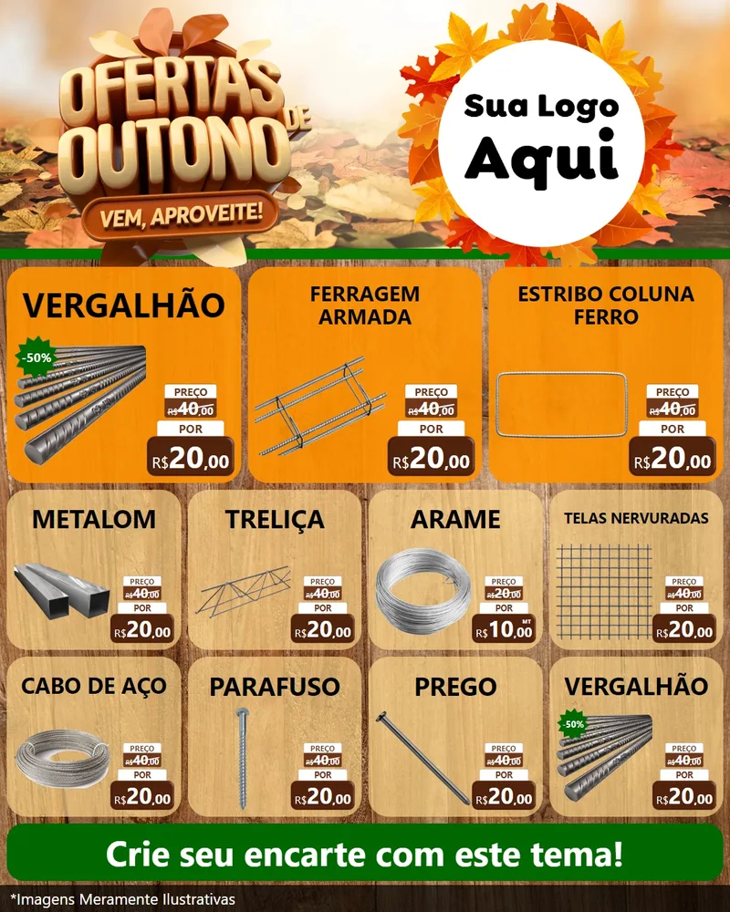Modelo de Rede Social para Feed Instagram com o tema Ofertas de Outono - Vem, Aproveite! para Ferragens