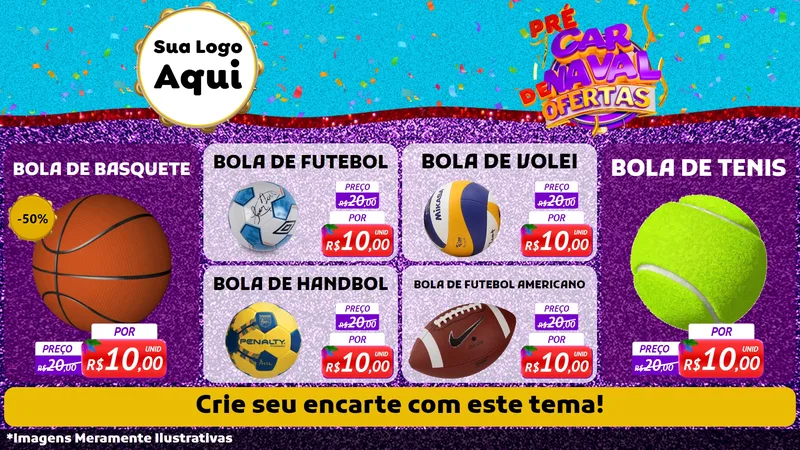 Modelo de TV para TV Horizontal com o tema Pré Carnaval de Ofertas para Artigos Esportivos