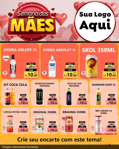 Modelo de Rede Social para Feed Instagram com o tema Semana das Mães para Distribuidora de bebidas